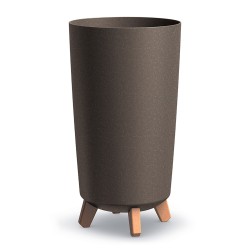 Vaso per Fiori Piante Gracia Tubus Slim ECO WOOD | Rotondo | Decorativo | in Plastica e 33% Legno | da Interno Esterno | Design Moderno