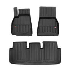 Tappetini per auto Proline 3D compatibili con Tesla Model S dal 2012 in poi su misura in gomma | Note: liftback, post-facelift | Set di tappetini premium | Materiale TPE durevole | Bordi più alti