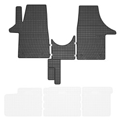 Tappetini per auto ElToro compatibili con Volkswagen Transporter T5 2003-2015 su misura in gomma | Note: 1° fila | Tipo Auto: Van | Materiale resistente | Bordi alti protettivi