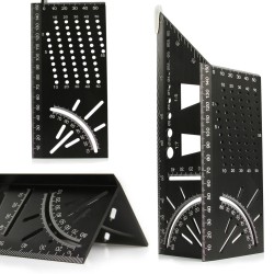 Squadra Angolare 3D di Tipo L | Blocco Angoli 45° e 90° | Dimensioni 72x155 mm 62x215 mm | Goniometro | Trasferimento Misure | Linee Parallele | in Alluminio