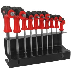 Set di Chiavi Esagonali | 10 Pezzi | H2-H10 | Doppia Punta | Manico in Gomma | con Supporto Metallico