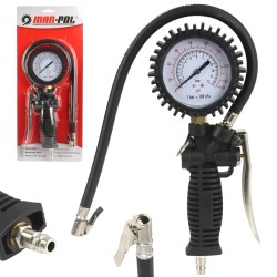 Pistola gonfiaggio con manometro 12 bar 1/4" tubo 44cm e valvola 2 stadi