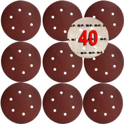 Set di 10 Dischi Abrasivi | Ø150 mm | Granulazione P40-240 | con Fori per Aspirazione di Polvere | per Smerigliatrice