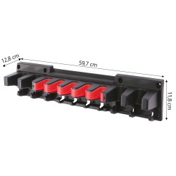 Supporti Ganci per Attrezzi da Garage Officina | 12,8x59,7x11,8 cm | Portata 15 Kg | Nero | in Plastica