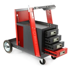 Carrello per Saldatrice PAW MIG TIG | Dimensioni Totali 71x38x68,5 cm | Carico Max 60 Kg | Ripiano per Accessori | Ripiano per Bombola | 4 Cassetti | 2 Ganci per Torcia | con Ruote