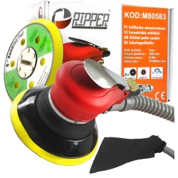 Levigatrice Smerigliatrice Orbitale Pneumatica | da Ø125-150 mm | Oscillazione 5 mm | Pressione 6,3 Bar | Consumo aria 220 Litri/min | Attacco standard 1/4" | con Connettore, Tubo e Sacchetto