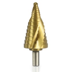 Punta HSS a Scalino a Spirale | per Trapano | Graduata | Intervallo Diametro 20-34 mm | Attacco 10 mm | Gradazione Ogni 2 mm