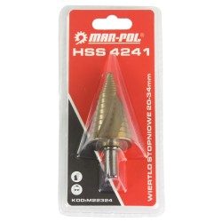 Punta HSS a Scalino a Spirale | per Trapano | Graduata | Intervallo Diametro 20-34 mm | Attacco 10 mm | Gradazione Ogni 2 mm