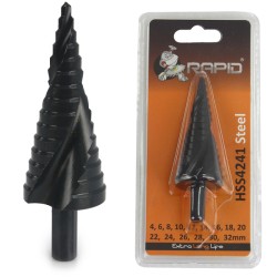 Punta HSS a Scalino a Spirale | per Trapano | Graduata | Intervallo Diametro 4-32 mm | Attacco 10 mm | Gradazione Ogni 2 mm