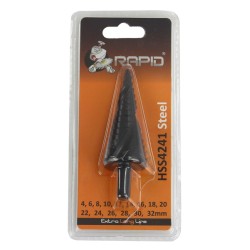 Punta HSS a Scalino a Spirale | per Trapano | Graduata | Intervallo Diametro 4-32 mm | Attacco 10 mm | Gradazione Ogni 2 mm