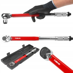 Chiave Dinamometrica A Cricchetto | Coppia di Serraggio 40-220 Nm | Precisione 1 Nm | Attacco Quadrato 1/2" | Lunghezza 460 mm | in Acciaio CrV | con Custodia