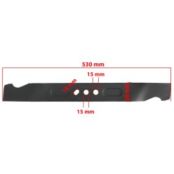 Lama per Tosaerba Tagliaerba a Scoppio | Lunghezza 53 cm | Larghezza 55 mm | Diametro fori 15 mm / 18 mm