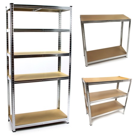 Scaffale da Garage Magazzino | 5 Piani ad Altezza Regolabile | 90x40x180 cm | Capacità Massima 875 Kg | Montaggio ad Incastro