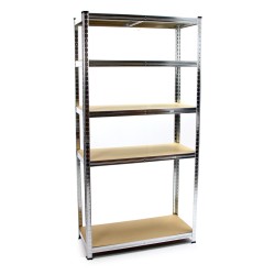 Scaffale da Garage Magazzino | 5 Piani ad Altezza Regolabile | 90x40x180 cm | Capacità Massima 875 Kg | Montaggio ad Incastro