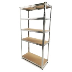 Scaffale da Garage Magazzino | 5 Piani ad Altezza Regolabile | 90x40x180 cm | Capacità Massima 875 Kg | Montaggio ad Incastro