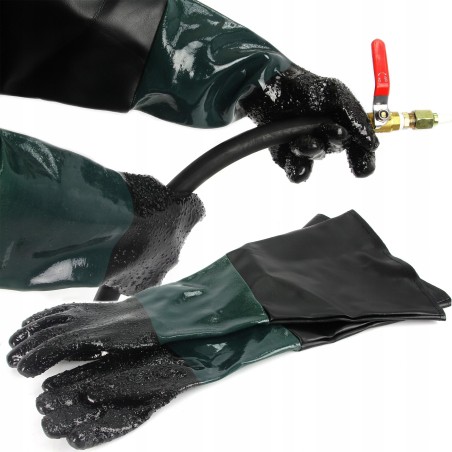 Guanti per Sabbiatura | Lunghezza 60 cm | Larghezza  Manicotto 27 cm | in Gomma e Pelle