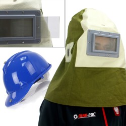 Maschera per Sabbiatura con Casco | Visore 123x72 mm | Spessore Visore 3 mm | Casco Regolabile