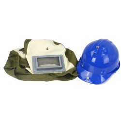 Maschera per Sabbiatura con Casco | Visore 123x72 mm | Spessore Visore 3 mm | Casco Regolabile