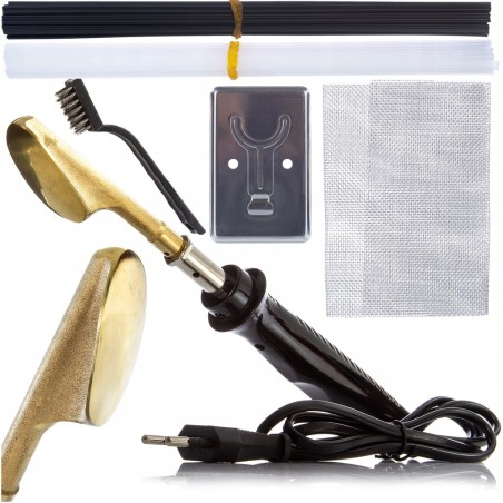 Saldatrice per Plastica | 40 Bacchette di Apporto PP Nere e Bianche da 20 mm | Spazzola in Acciaio | Rete da Saldatura