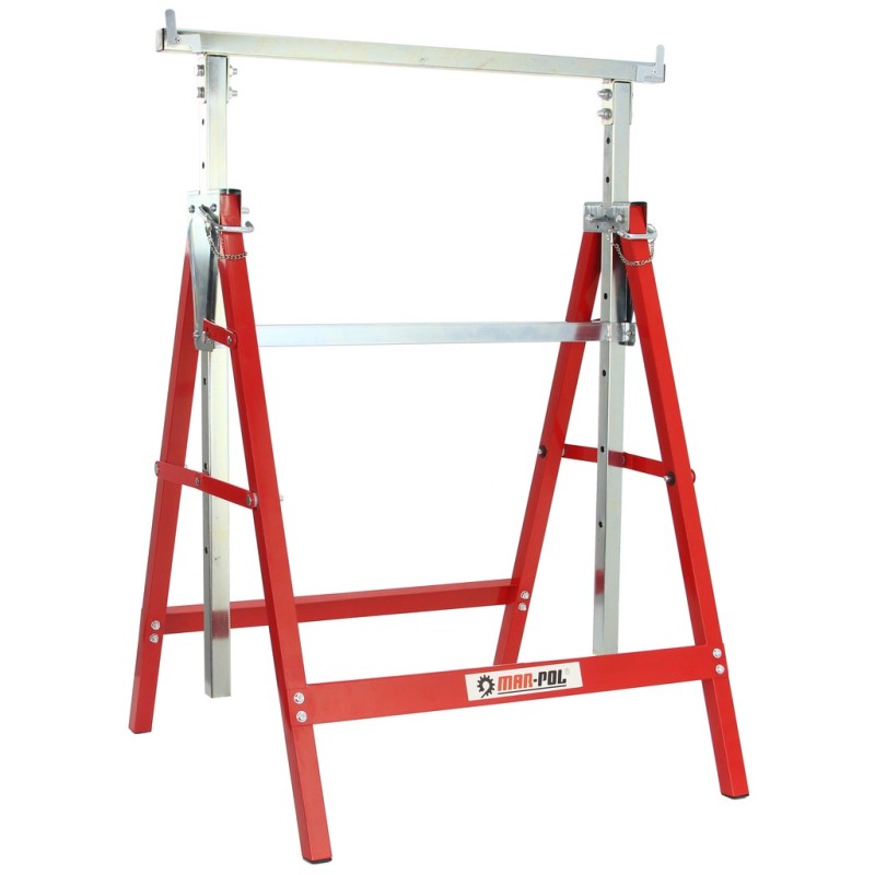 Set di Cavalletti | 2 Pezzi | Portata 150 Kg | 58x58x80 cm | Altezza Regolabile su 7 Livelli 80-130 cm | Pieghevole | in Acciaio