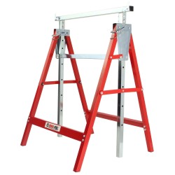 Set di Cavalletti | 2 Pezzi | Portata 150 Kg | 58x58x80 cm | Altezza Regolabile su 7 Livelli 80-130 cm | Pieghevole | in Acciaio