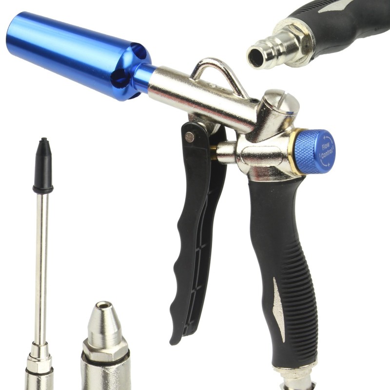 Pistola per Soffiaggio ad Aria Compressa 3 Ugelli Flusso Regolabile