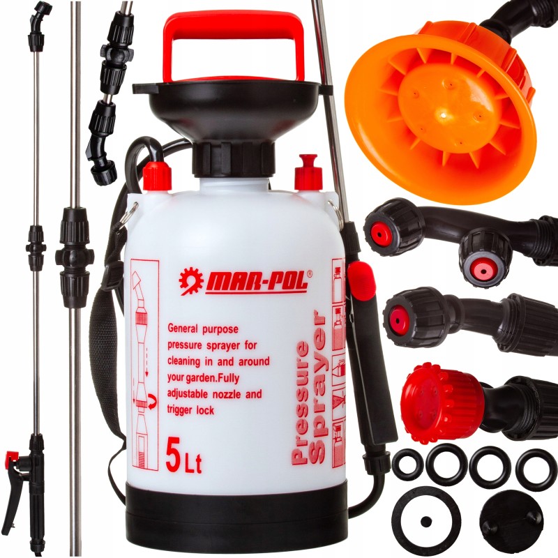 Irroratore manuale da 5 litri lancia 58 cm 4 ugelli intercambiabili