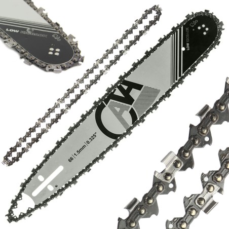 Set barra guida con 2 catene per motosega 15" 0,325" 66 maglie 1,5 mm