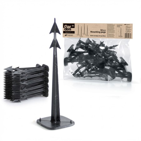 Set Picchetti Chiodi per Agrotessuto Telone |  50 Pezzi | Lunghezza: 12,5 cm | Testa: 4,4×3,7 cm | per Giardino Orto