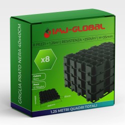 Griglia Stabilizzante per Prato e Ghiaia Carrabile, 1,25-40m², Set Modulere 405x405x35mm, Nero, in Plastica