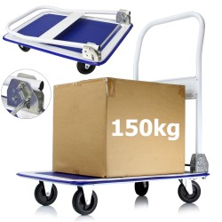 Carrello piattaforma da trasporto fino a 150 kg maniglia pieghevole, 2 ruote girevoli