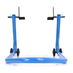 Cavalletto anteriore per moto, portata 680 Kg, regolabile 27-33 cm, supporti in gomma, con ruote