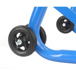 Cavalletto anteriore per moto, portata 680 Kg, regolabile 27-33 cm, supporti in gomma, con ruote