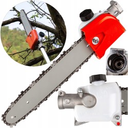 Accessorio testina adattatore da decespugliatore a motosega, 9 Denti, tubo Ø28 mm, con barra guida e catena