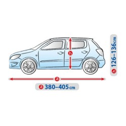 Telo Copriauto Copri Auto Macchina Basic Garage per M2 Hatchback Esterno | L. 405cm | H. 136cm | Impermeabile Traspirante