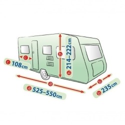 Telo Copri Roulotte Caravan 550ER Con Porta Posteriore | L. 235cm | L. 550cm | H. 222 cm | Impermeabile Traspirante