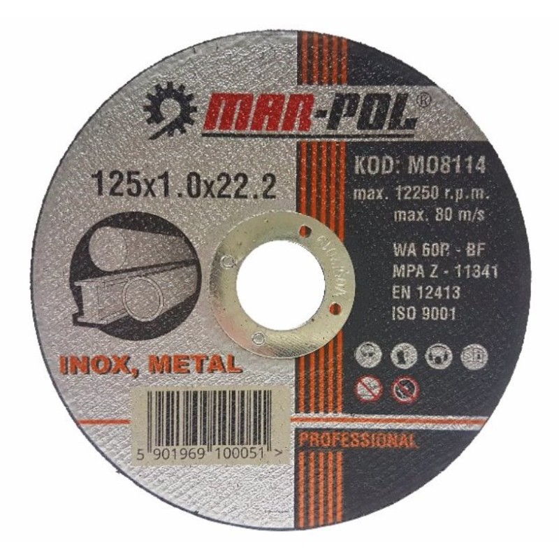 Set 10 Dischi da taglio metalli inox e abrasivi per smerigliatrici 125mm x1,0 mm