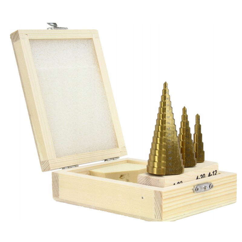 Set fresa conica a scalino gradino 3pz HSS frese allargaforo svasatrice 4-32 mm Set fresa conica a scalino gradino 3pz HSS frese allargaforo svasatrice 4-32 mm