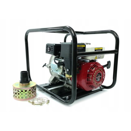 Motopompa a scoppio 2" Motore benzina 196cc 4 tempi 7 CV Prevalenza 26m Autoadescante Portata 30.000 Litri/ora