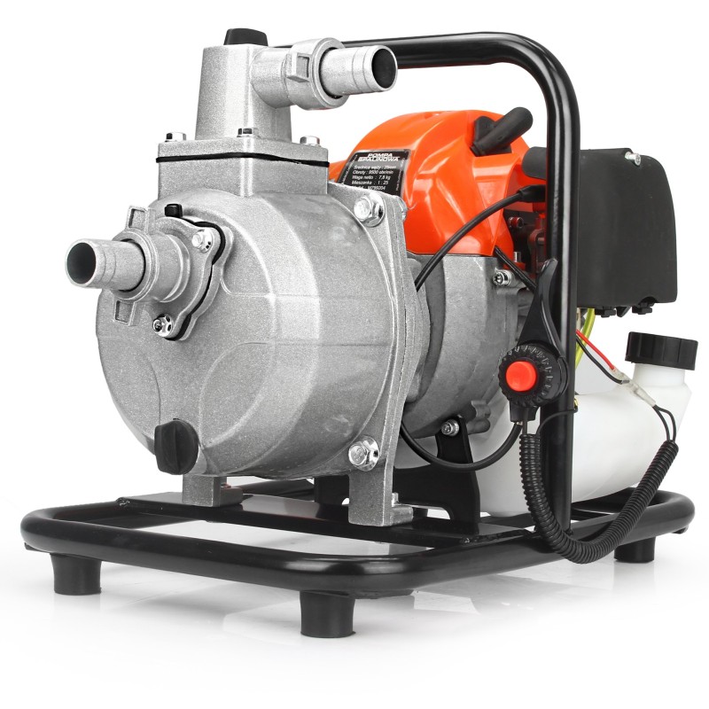 Motopompa autoadescante a scoppio 1" motore benzina olio 2 tempi 5,2HP Prevalenza 25 metri Portata 300 L /min