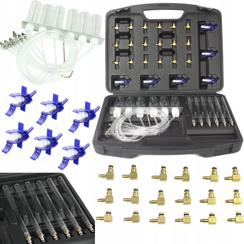 Misuratore flusso per iniettori Common-Rail Diesel Flussometro tester 6 cilindri