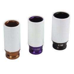 Set kit 7pz bussole chiavi bulloni 1/2" antigraffio per cerchi in lega 17-27mm