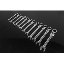 Set 12 chiavi combinate a criccheto reversibile con snodo fisse 8-22mm 72 denti