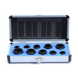 Set 10 pz Bussole Estrattori per bulloni e dadi Danneggiati 9-19 mm