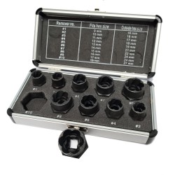 Set 10 pz Bussole Alte Estrattori per bulloni e dadi Danneggiati 9-19 mm