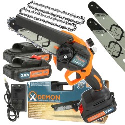Motosega Elettrica a Batteria | Brushless | 1500 W | 2 Batterie da 21V 2000 mAh | 2 Barre da 6" (18 cm) | 2 Catene da 6" (18 cm) | Taglio 15 cm | Velocità Catena 6 m/sec | con Valigetta