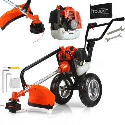 Decespugliatore Tagliaerba a Scoppio a Ruote DEMON | Motore 2 Tempi | Raffreddamento ad Aria | 1,9 CV | Velocità Rotazione Max 9500 giri/min | Intervallo di Taglio del Filo 42 cm