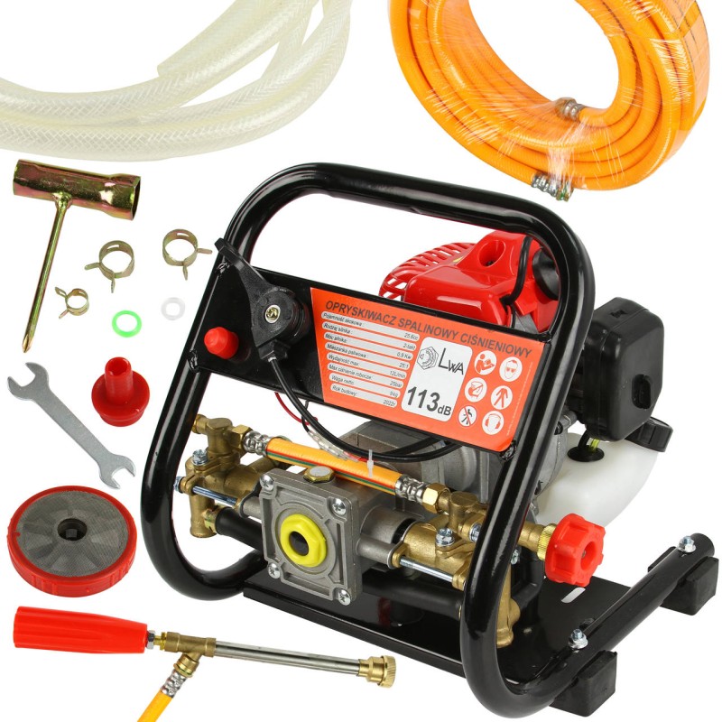 Irroratore Nebulizzatore a Scoppio | 25 bar | 12 L/min | Tubo Lancia 10 m | Pompa Motopompa Diserbo