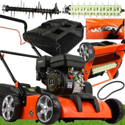 Arieggiatore Scarificatore a Scoppio Demon 3 in 1 | Motore a 4 Tempi | 196cc | 3,8 kW | 2 Rulli Intercambiabili | Cestello per Raccolta Detriti | 8 Livelli di Regolazione