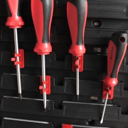 Set di 12 Ganci per Pannello Porta Attrezzi Utensili | Rosso | in Plastica